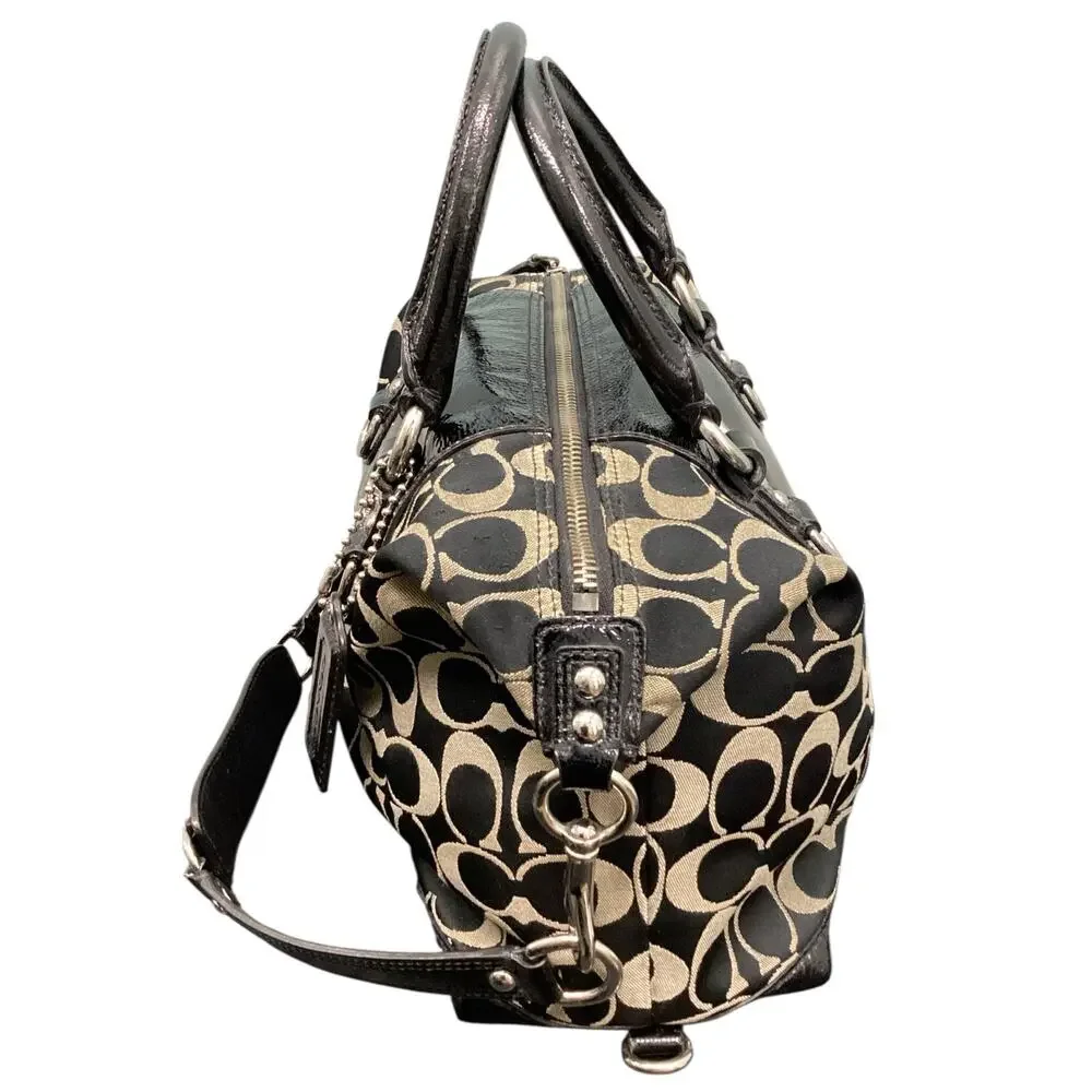 Coach Bag Ashley Satchel Black & Silver F15443